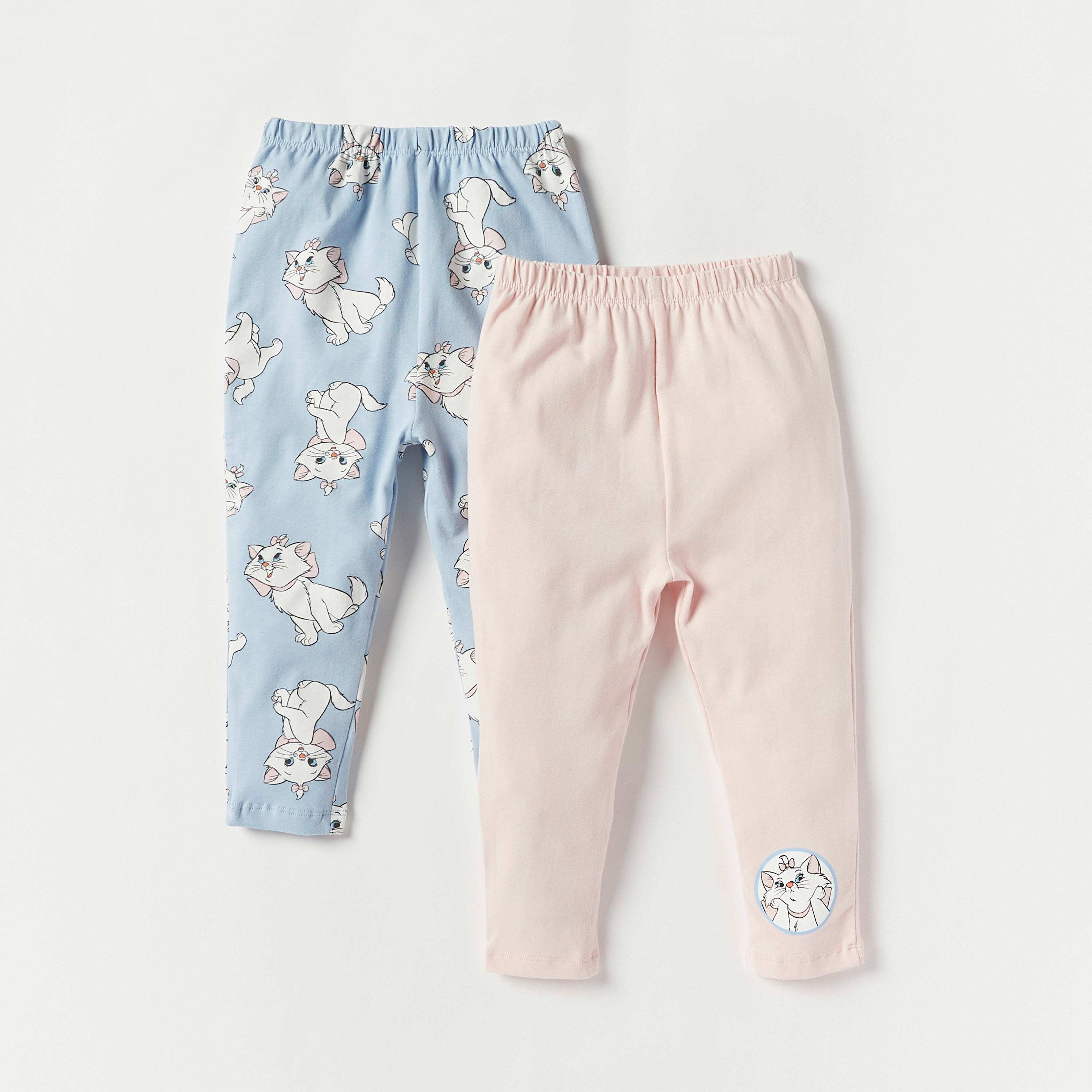 Disney Marie Print Leggings with Elasticated Waistband - Set of 2-baby-girls-clothing-bottoms-leggings-image-1