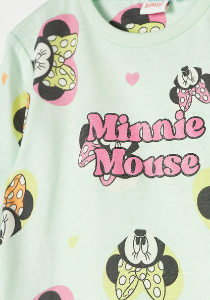 Disney Minnie Mouse Print Dress with Round Neck and Long Sleeves-Dresses%2C Gowns and Frocks-image-2
