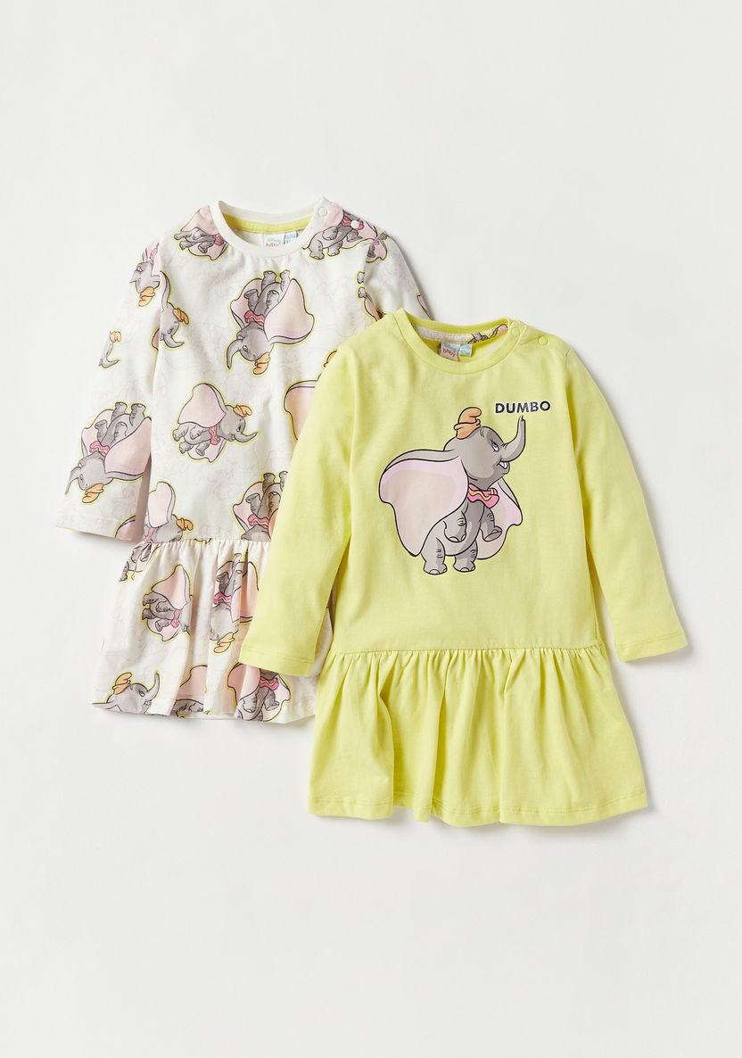 Dumbo Print Long Sleeves Dress - Set of 2-Dresses, Gowns & Frocks-image-0
