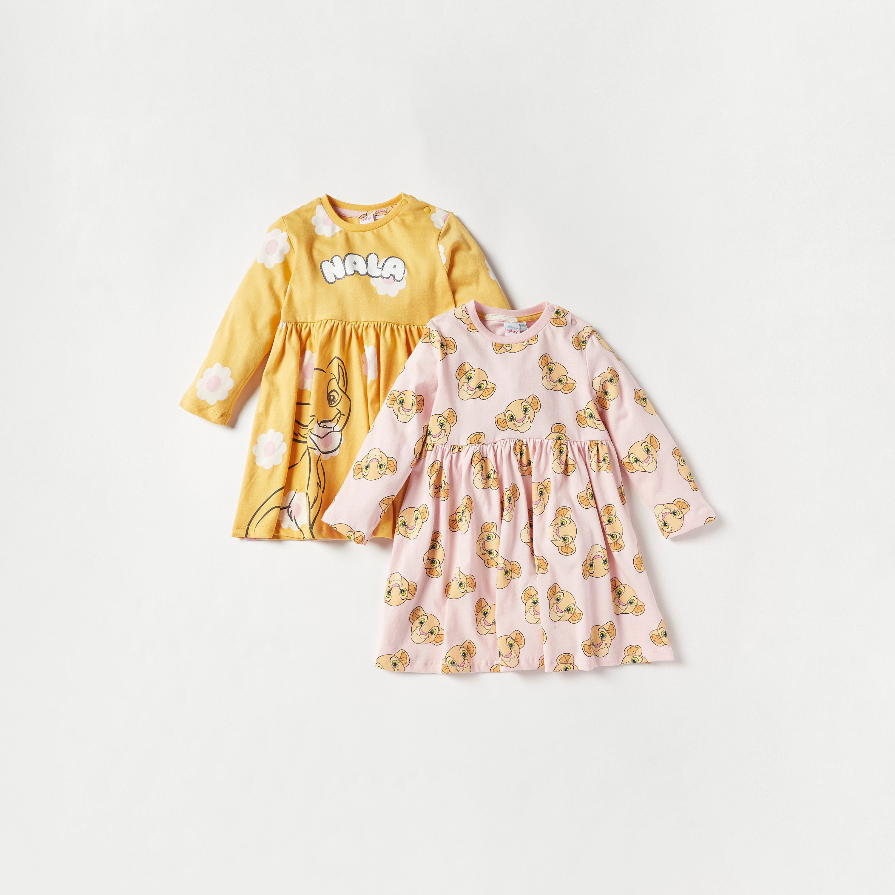 Buy Baby Girls Lion King Print Knitted Dress with Long Sleeves Set of 2 Online Centrepoint Kuwait