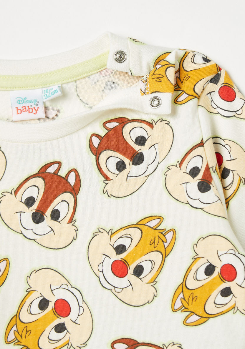 Chip 'n' Dale Print Dress with Long Sleeves and Button Closure-Dresses, Gowns & Frocks-image-1