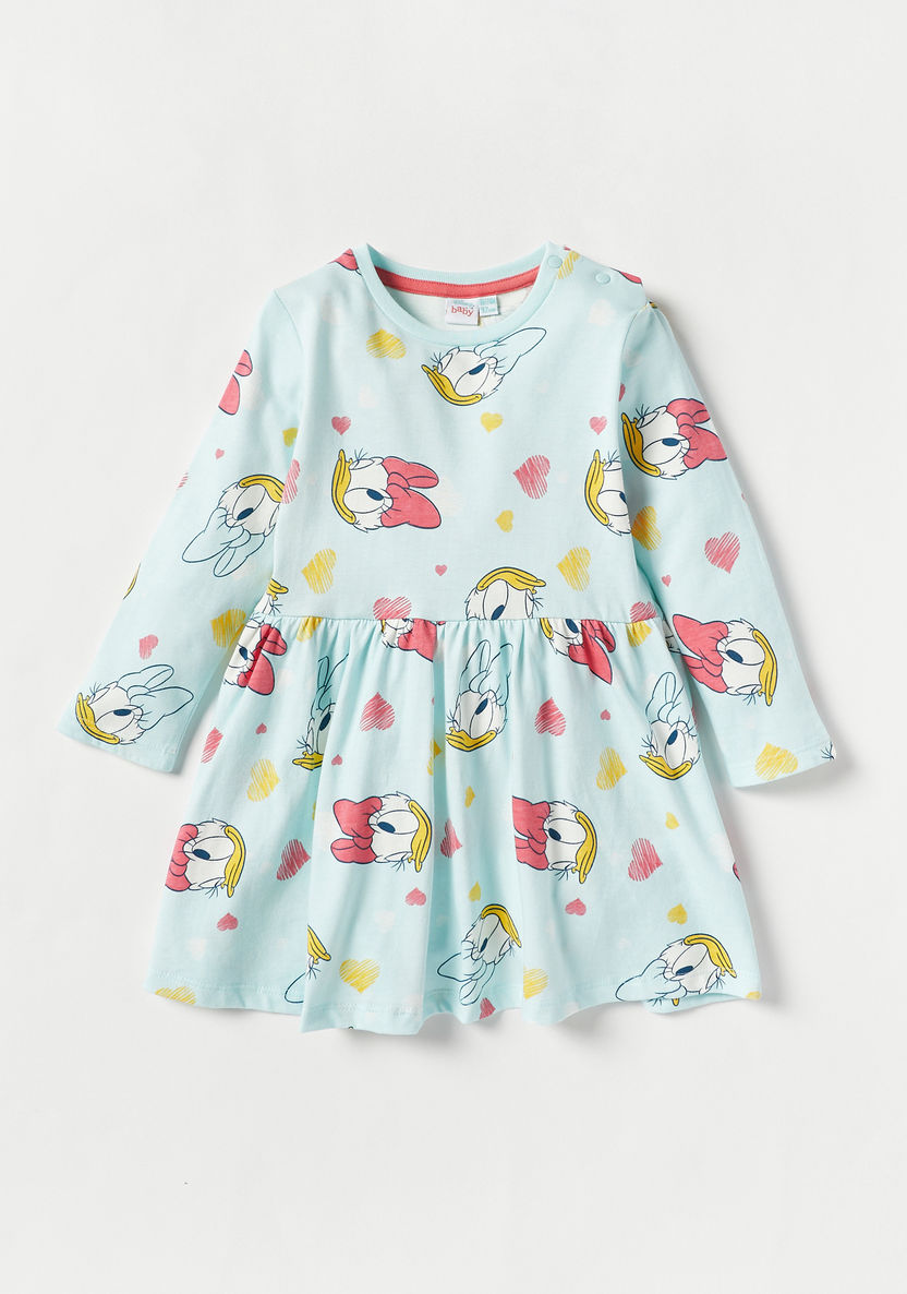 Daisy Duck Print Long Sleeves Dress - Set of 2-Dresses, Gowns & Frocks-image-2