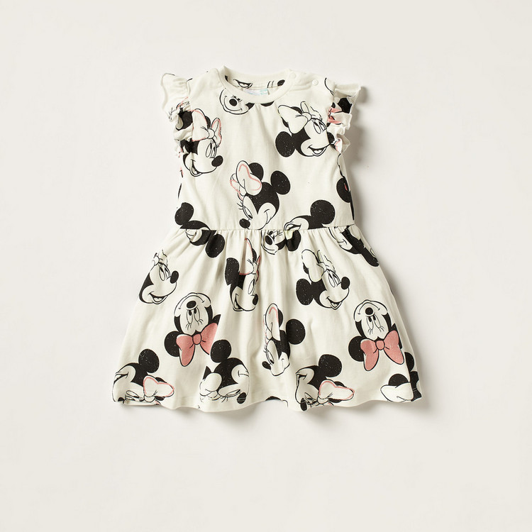 Minnie Mouse Print Sleeveless Dress with Ruffles - Set of 2
