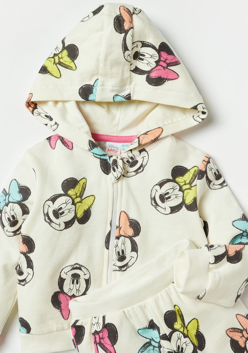 Disney Minnie Printed Hooded Sweatshirt and Jog Pant Set-Clothes Sets-image-3