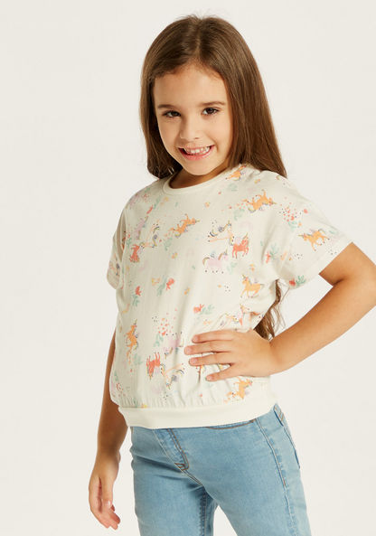 Juniors All Over Print T-shirt with Short Sleeves-T Shirts-image-2