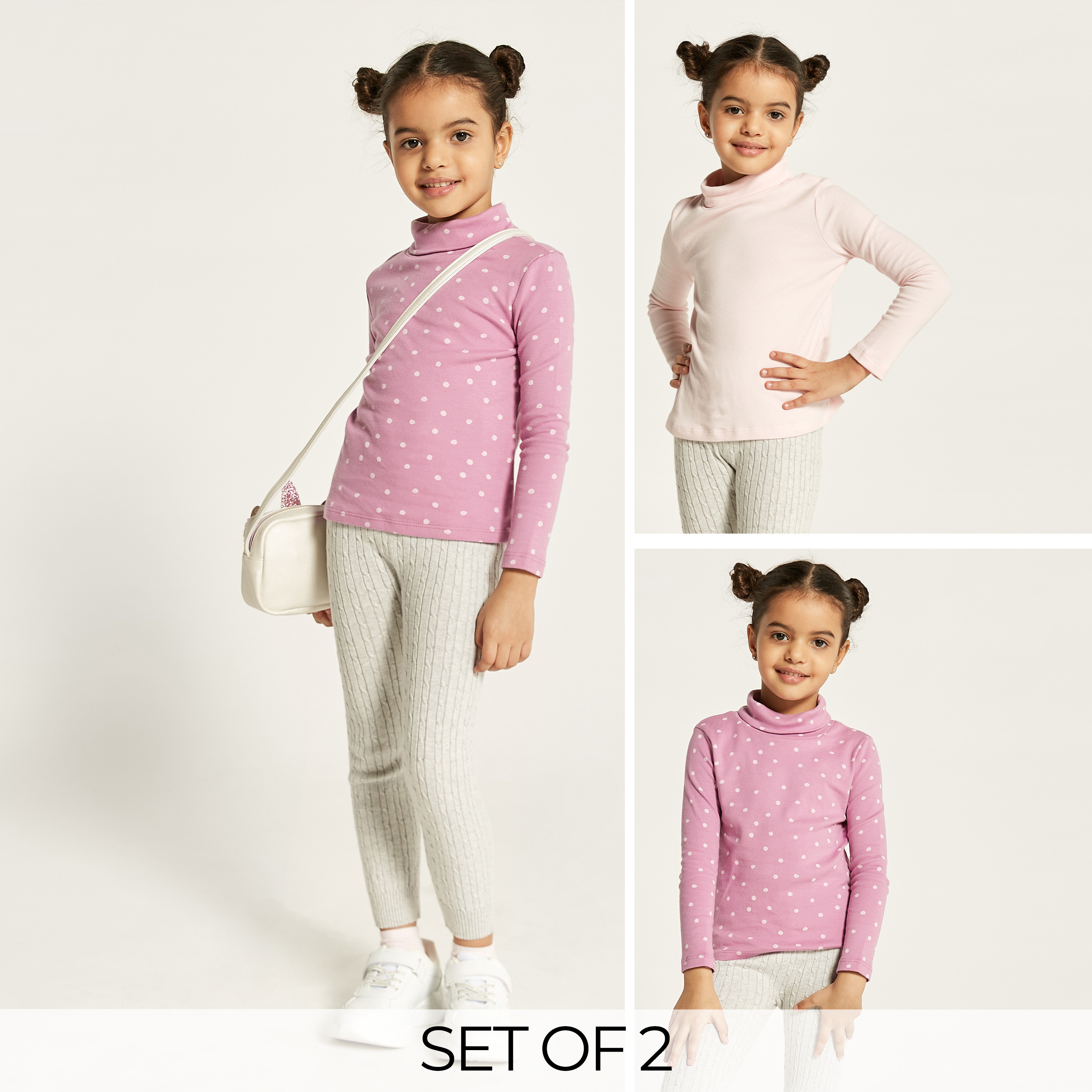 Juniors Assorted Turtle Neck T-shirt with Long Sleeves - Set of 2-girls-clothing-tshirts-image-1
