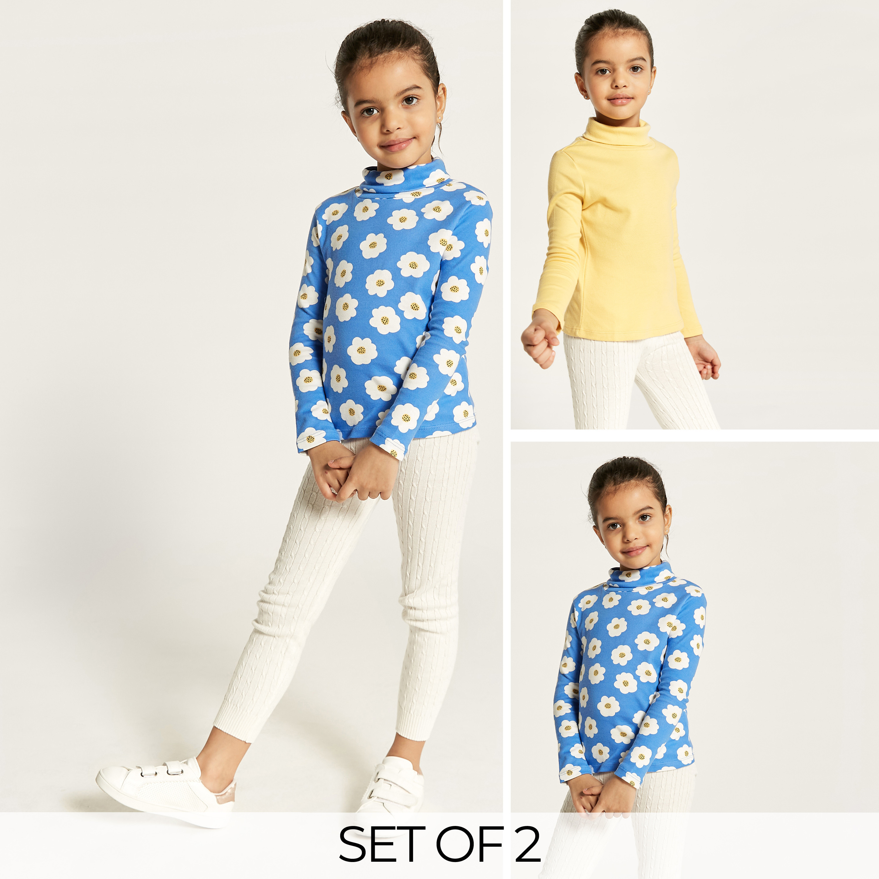 Juniors Assorted Turtle Neck T-shirt with Long Sleeves - Set of 2-girls-clothing-tshirts-image-1