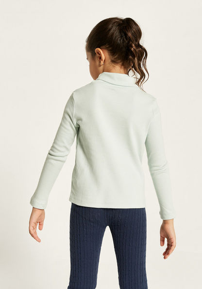 Juniors Solid Turtle Neck Top with Long Sleeves-T Shirts-image-4