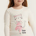 Juniors Cat Print T-shirt with Round Neck and Long Sleeves-T Shirts-thumbnailMobile-2
