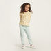 Juniors Polka Dot Print Polo T-shirt with Long Sleeves and Ruffle Detail-T Shirts-thumbnail-0