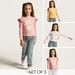 Juniors Printed Long Sleeves T-shirt with Frill Detail - Set of 3-T Shirts-thumbnailMobile-0