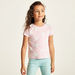 Juniors Floral Print T-shirt with Round Neck and Short Sleeves-T Shirts-thumbnail-0