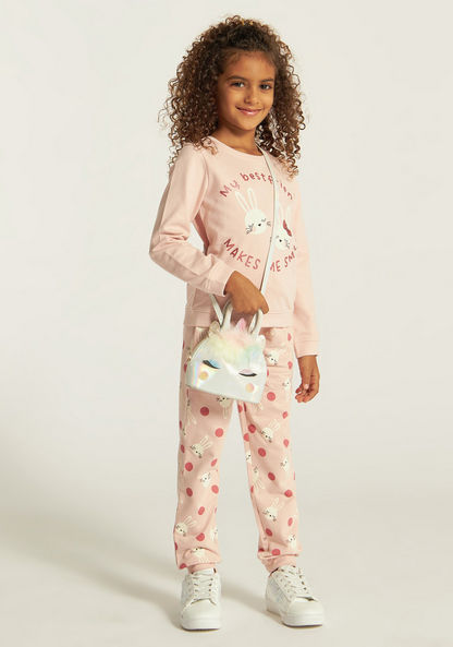 Juniors All Over Bunny Print Pants with Pockets-Pants-image-0