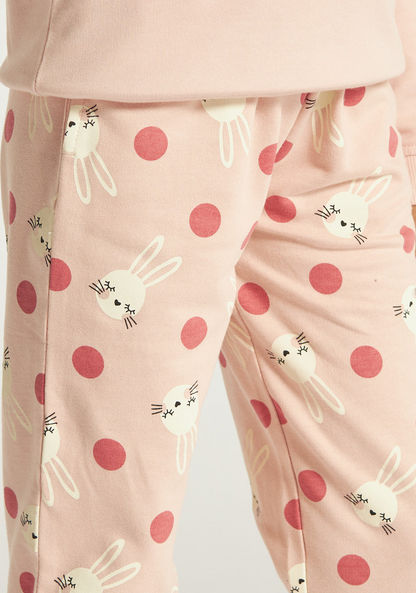 Juniors All Over Bunny Print Pants with Pockets-Pants-image-2