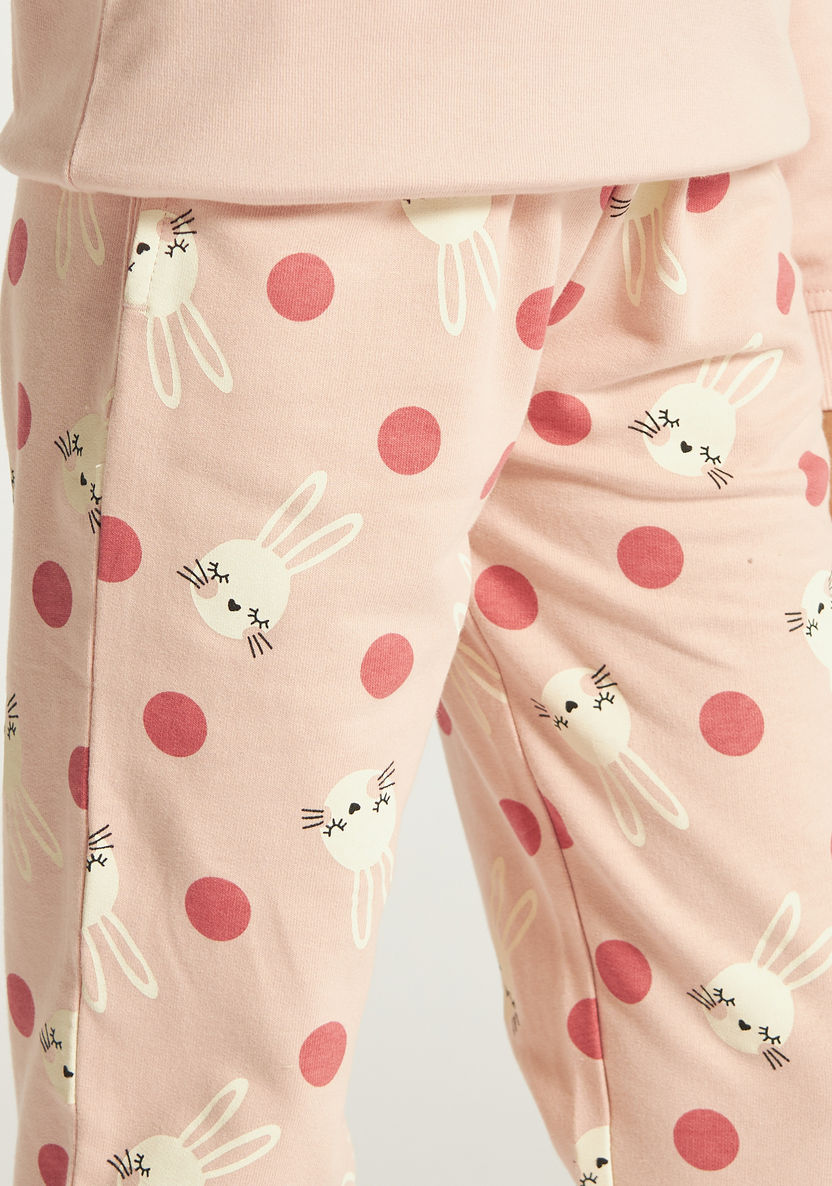 Juniors All Over Bunny Print Pants with Pockets-Joggers-image-2