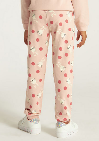 Juniors All Over Bunny Print Pants with Pockets-Pants-image-3
