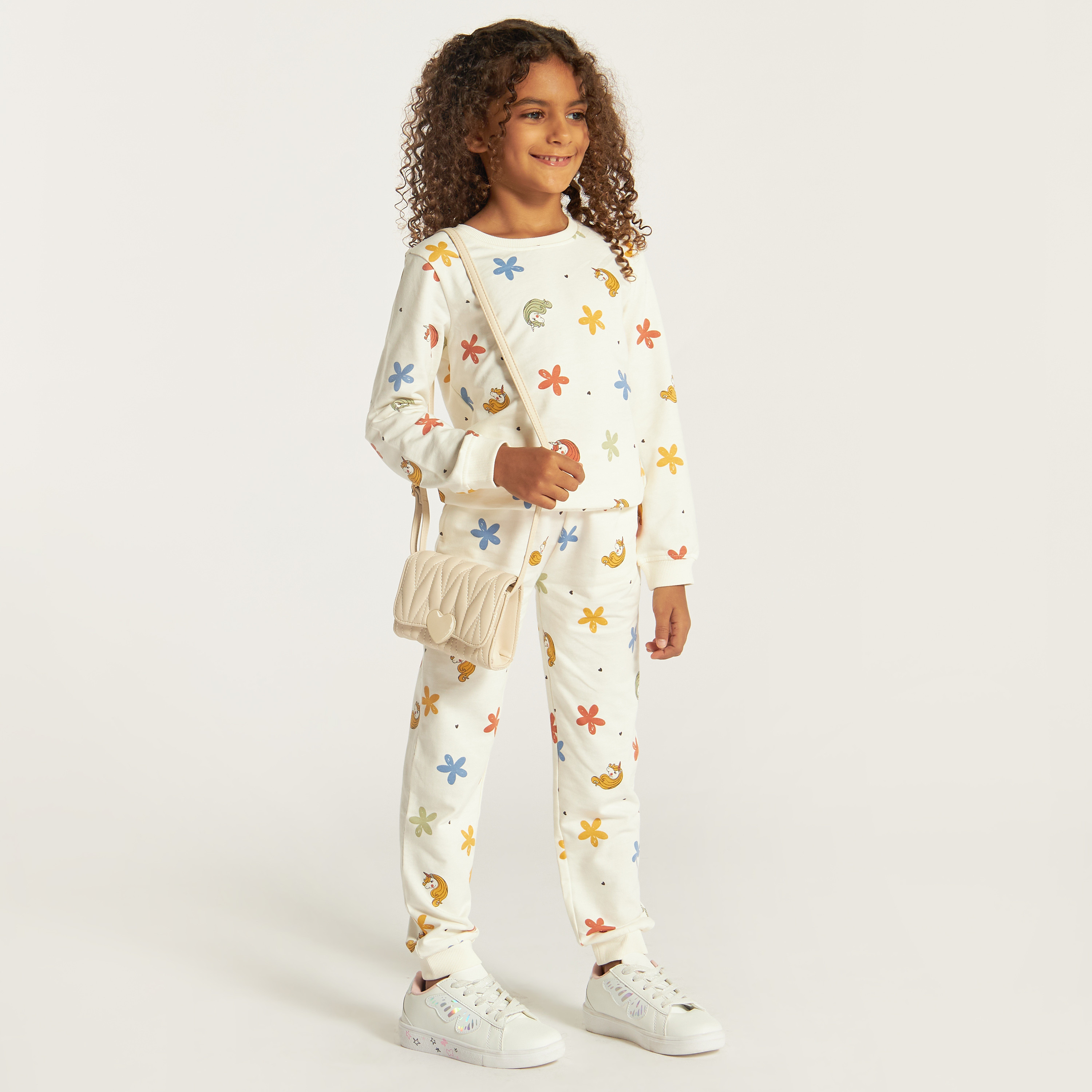 Juniors Printed Joggers with Pockets-baby-girls-clothing-bottoms-joggersandtrackpants-image-1