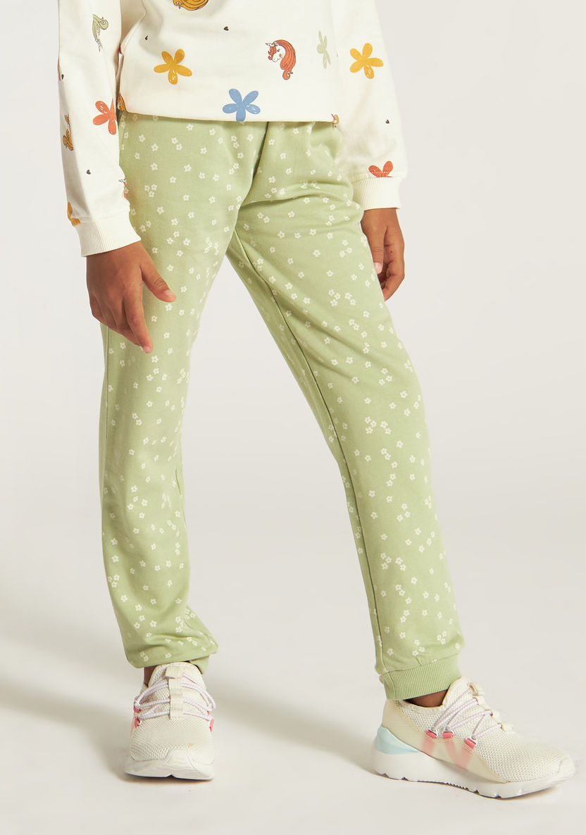 Juniors All Over Floral Print Pants with Pockets-Pants-image-1