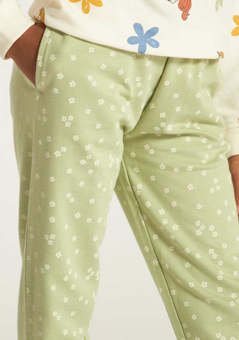Juniors All Over Floral Print Pants with Pockets-Pants-image-2