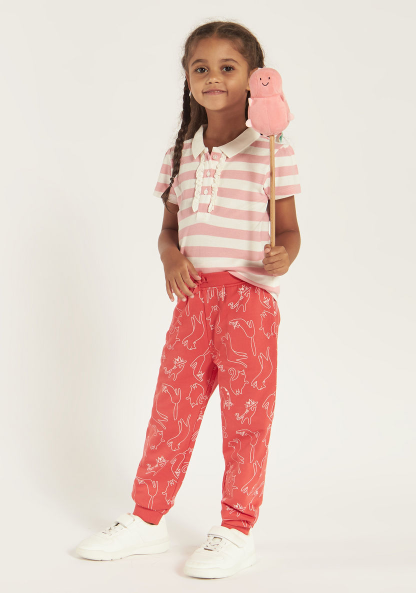 Juniors All Over Print Jog Pants with Elasticated Drawstring and Pockets-Joggers-image-0