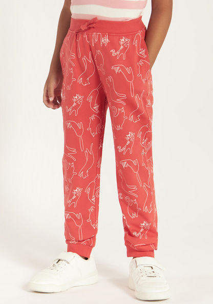 Juniors All Over Print Jog Pants with Elasticated Drawstring and Pockets