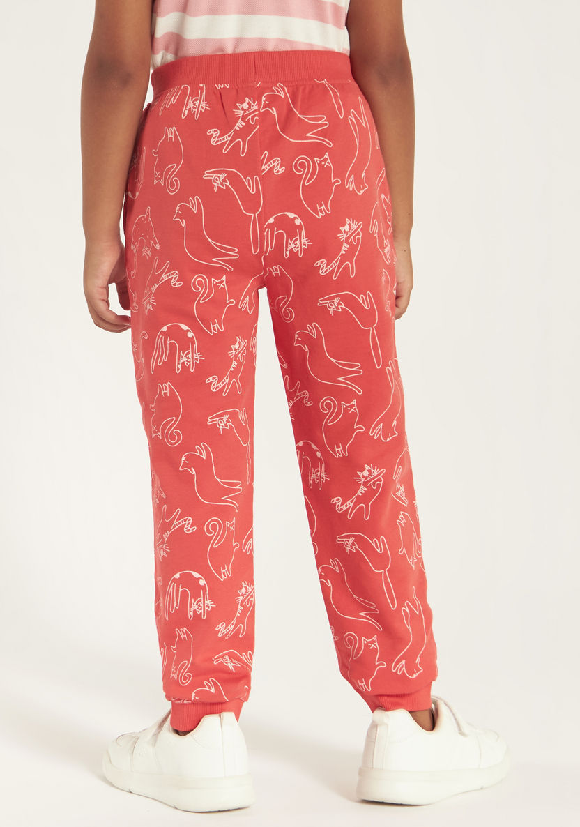 Juniors All Over Print Jog Pants with Elasticated Drawstring and Pockets-Joggers-image-3