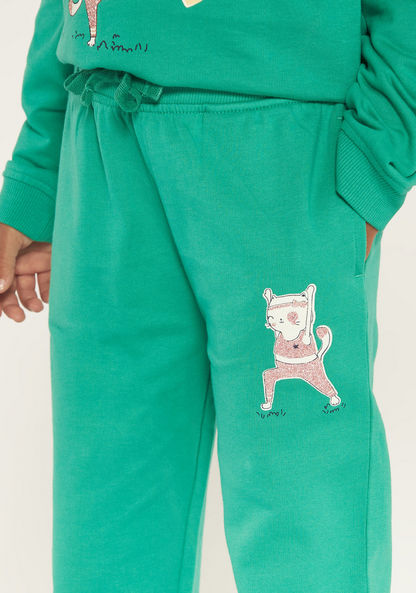 Juniors Printed Jog Pants with Elasticated Drawstring and Pockets-Joggers-image-2