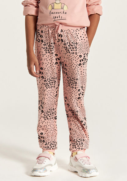 Juniors All-Over Animal Print Joggers with Elasticated Drawstring Closure-Joggers-image-1