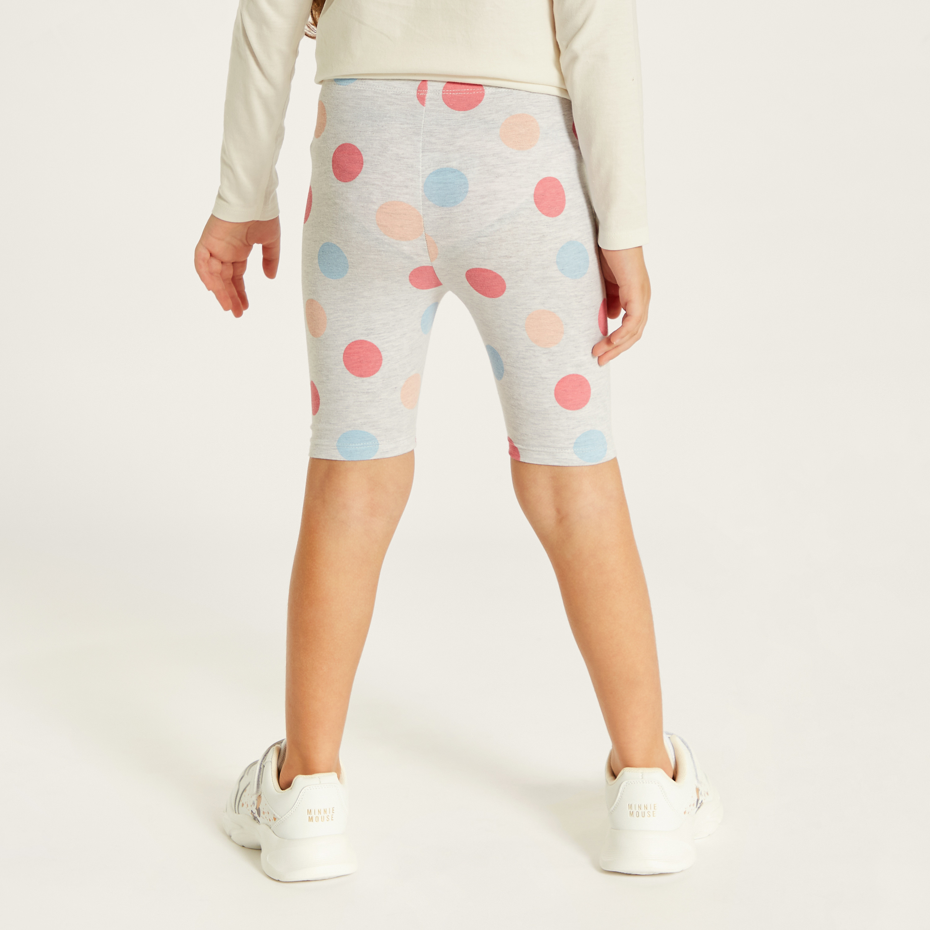 Juniors Polka Dots Print Cycling Shorts with Elasticised Waistband-baby-girls-clothing-bottoms-shorts-image-3