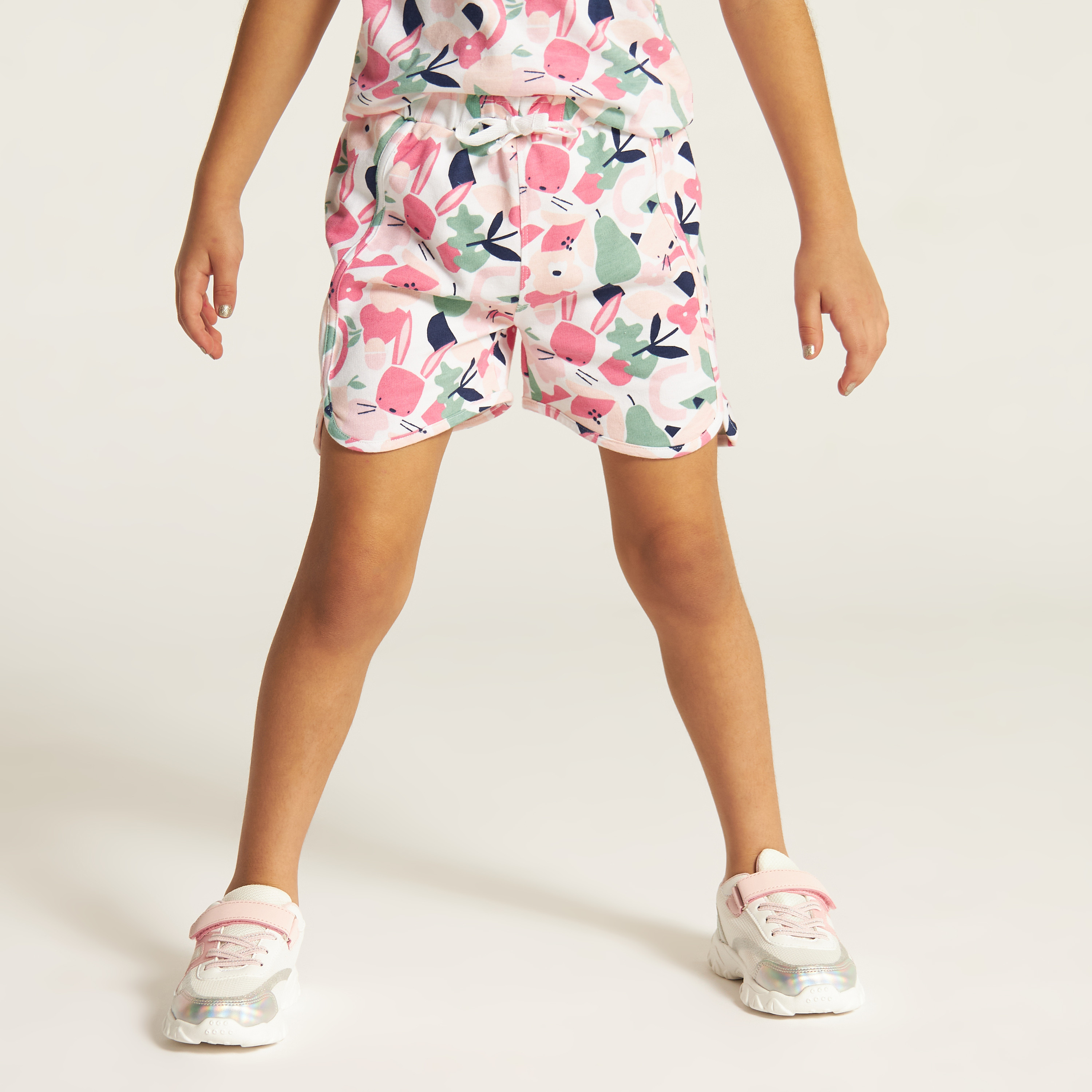 Juniors All Over Print Shorts with Drawstring Closure-baby-girls-clothing-bottoms-shorts-image-2