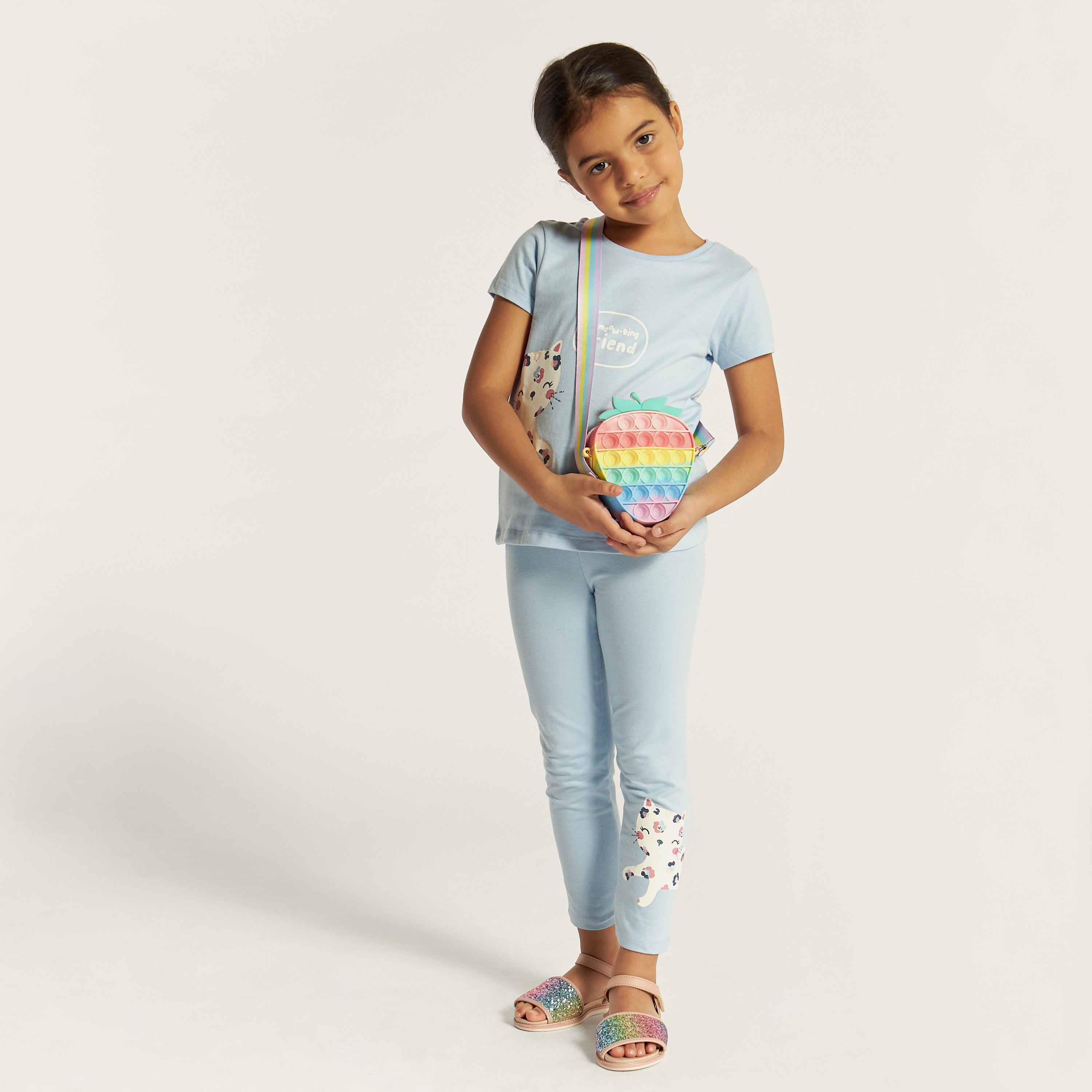Juniors Printed Leggings with Elasticised Waistband-baby-girls-clothing-bottoms-leggings-image-1