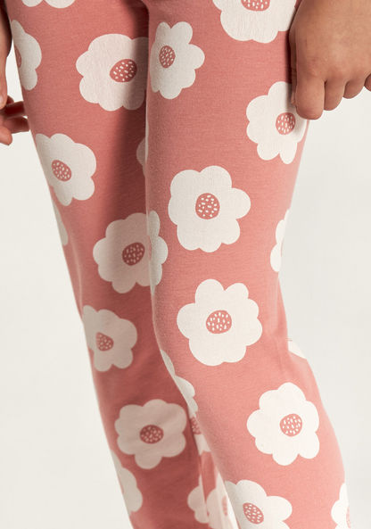 Juniors Floral Print Leggings with Elasticised Waistband