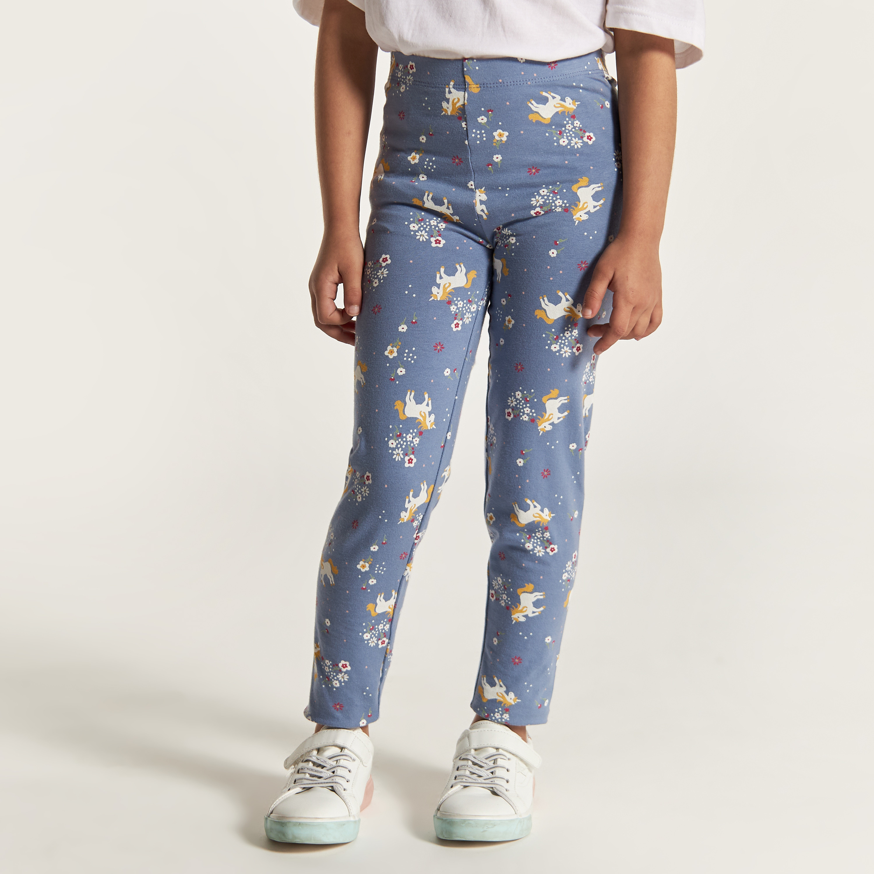 Juniors All Over Unicorn Print Leggings with Elasticised Waistband-baby-girls-clothing-bottoms-leggings-image-2