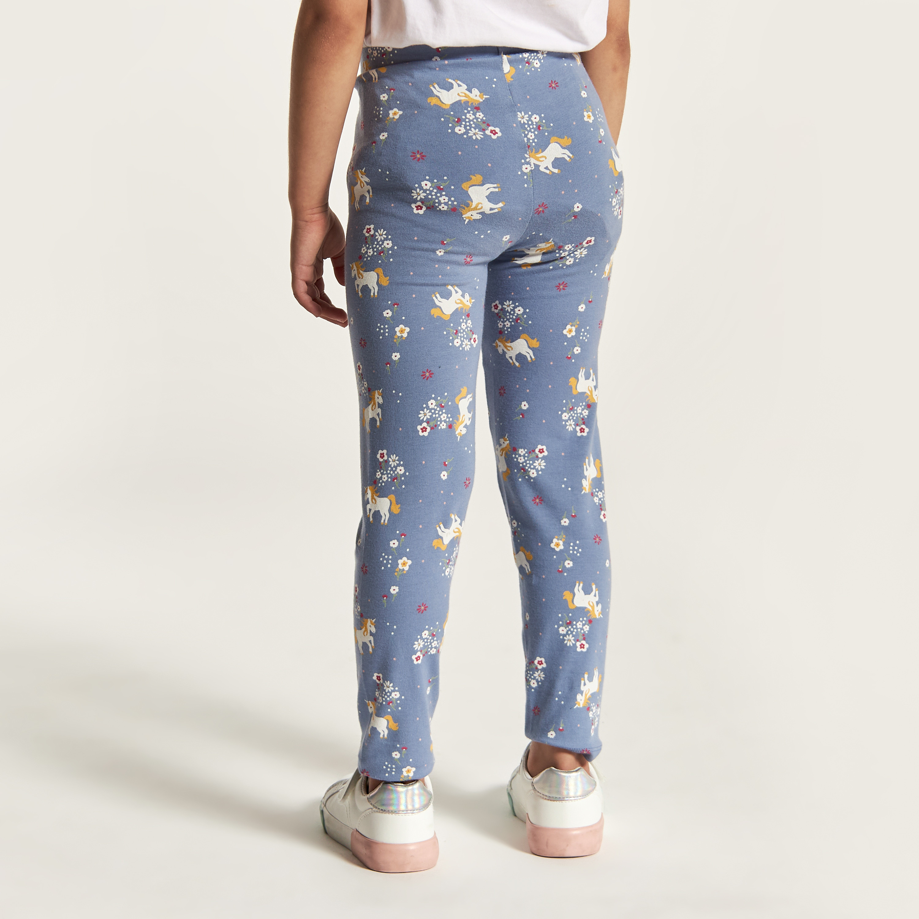 Juniors All Over Unicorn Print Leggings with Elasticised Waistband-baby-girls-clothing-bottoms-leggings-image-4