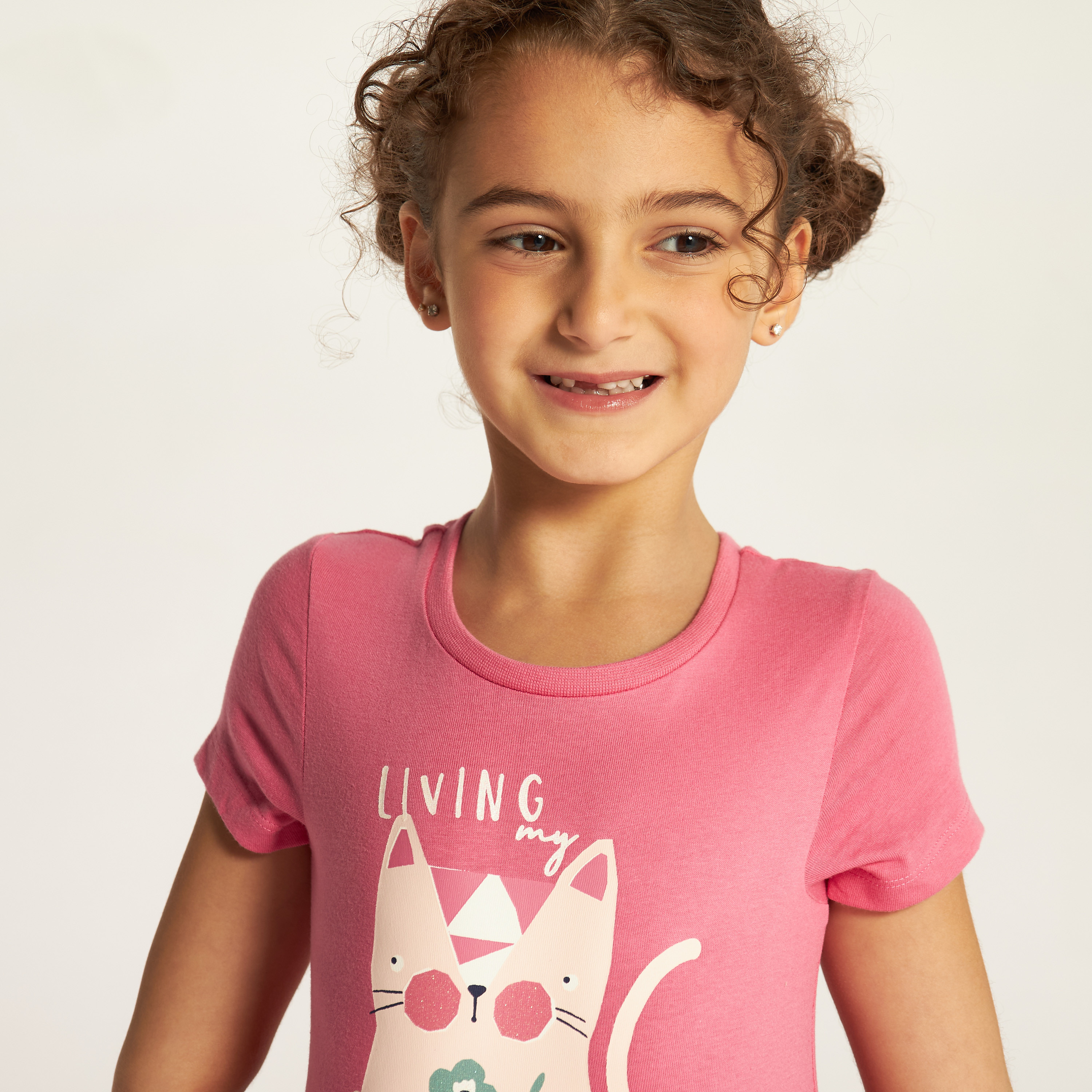 Juniors Printed Round Neck Drop Waist Dress with Short Sleeves-girls-clothing-dressesandjumpsuits-image-3