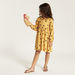 Juniors All Over Print Dress with Henley Neck and Long Sleeves-Dresses%2C Gowns and Frocks-thumbnail-0