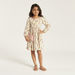 Juniors All Over Floral Print Dress with Henley Neck and Long Sleeves-Dresses%2C Gowns and Frocks-thumbnail-0