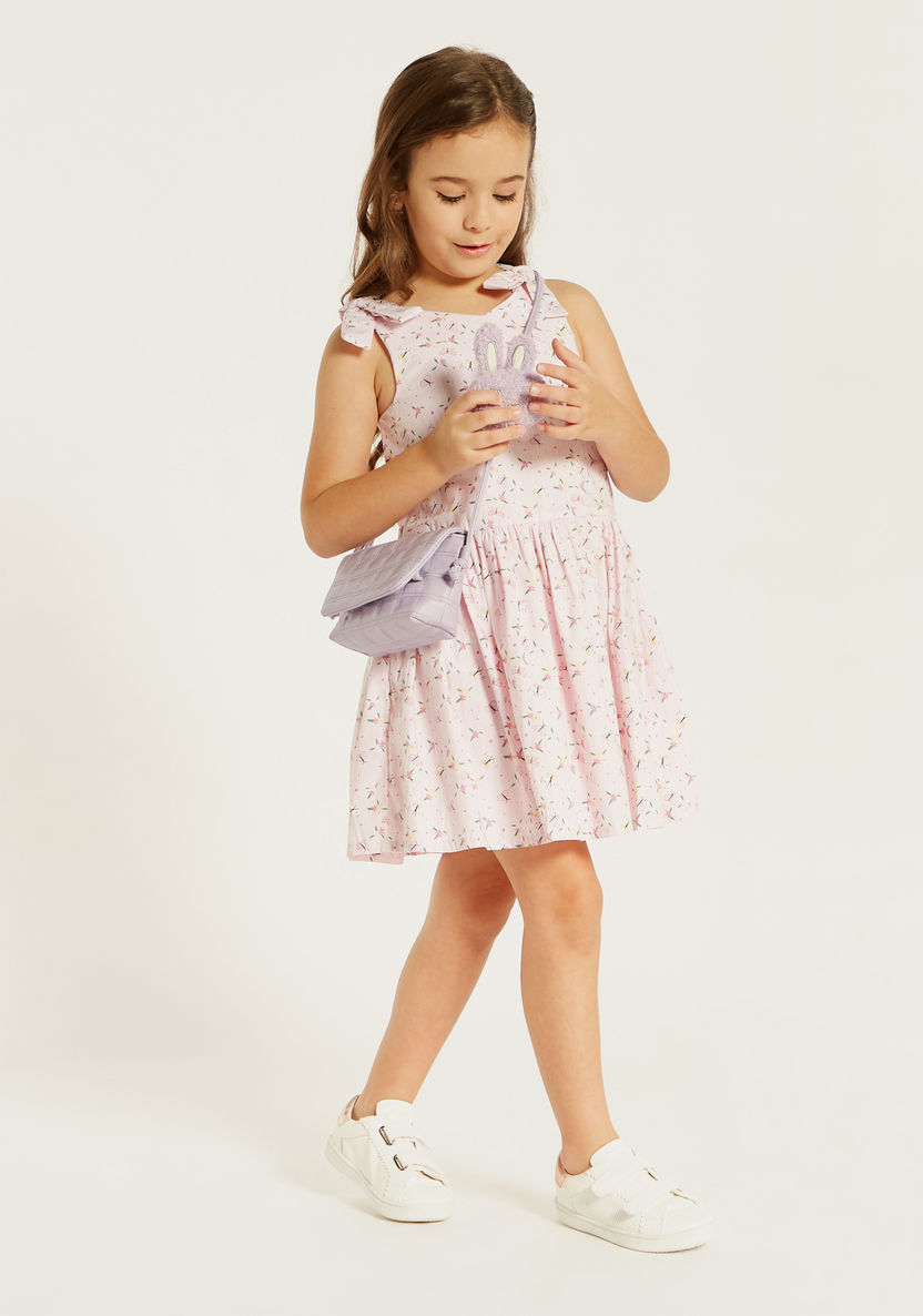 Juniors Printed A-line Dress with Tie-Up Straps-Dresses, Gowns & Frocks-image-0
