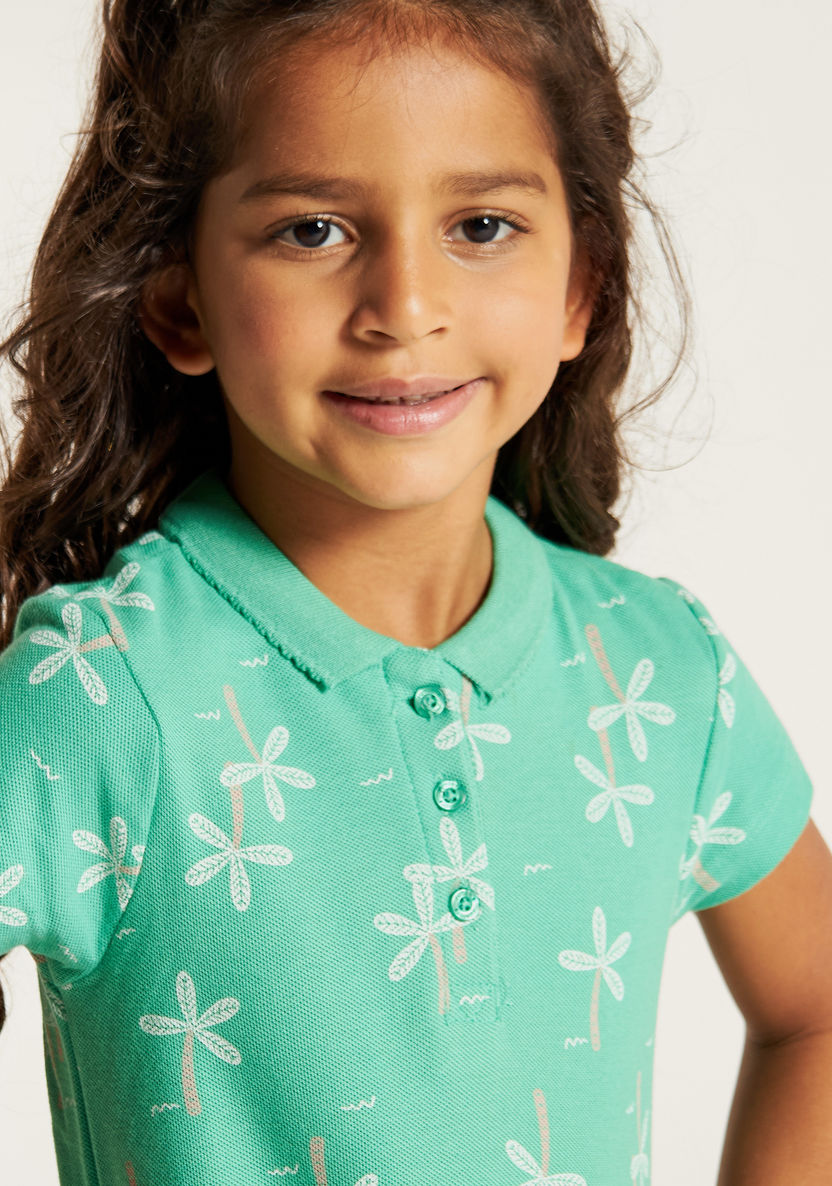 Juniors Floral Print A-line Dress with Short Sleeves-Dresses, Gowns & Frocks-image-2