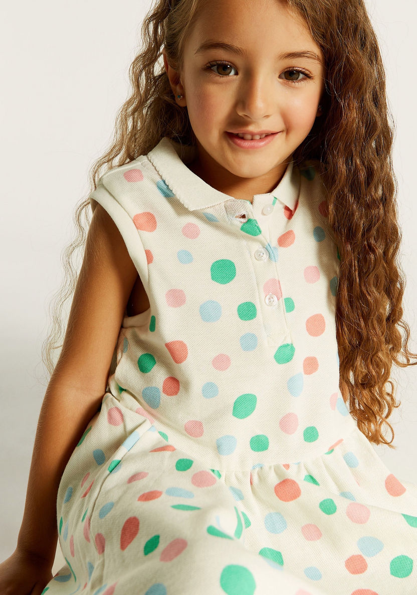 Juniors Printed Sleeveless Polo Dress with Button Closure-Dresses, Gowns & Frocks-image-2