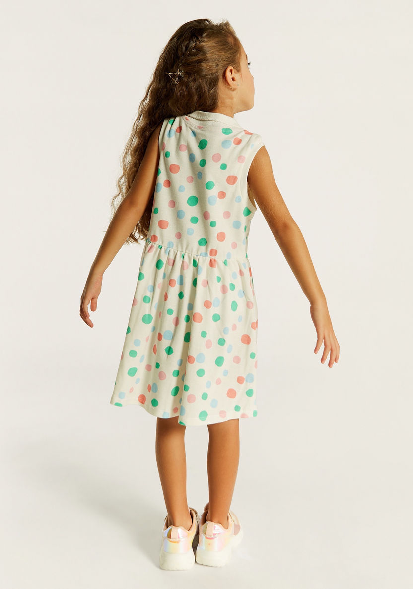 Juniors Printed Sleeveless Polo Dress with Button Closure-Dresses, Gowns & Frocks-image-3