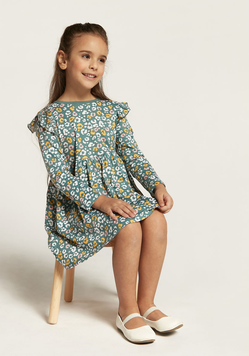 Juniors Printed A-line Dress with Long Sleeves - Set of 3-Dresses, Gowns & Frocks-image-1