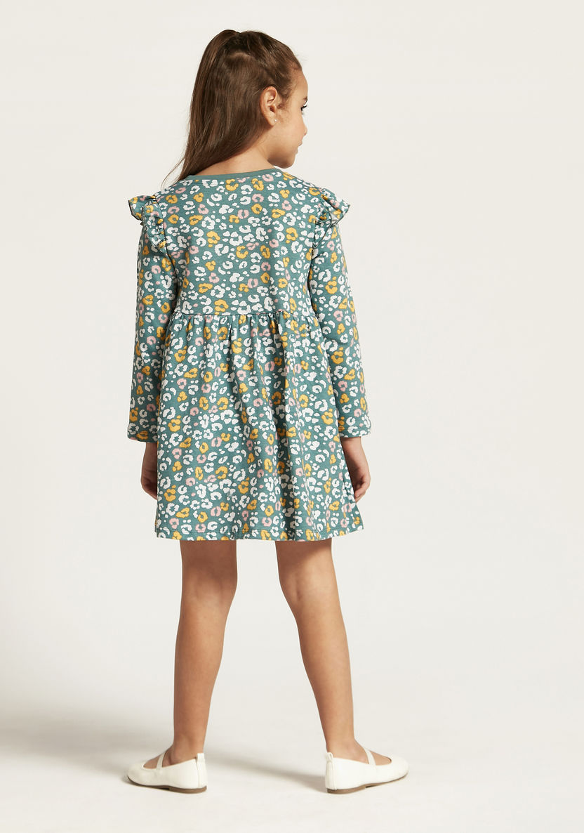 Juniors Printed A-line Dress with Long Sleeves - Set of 3-Dresses, Gowns & Frocks-image-3