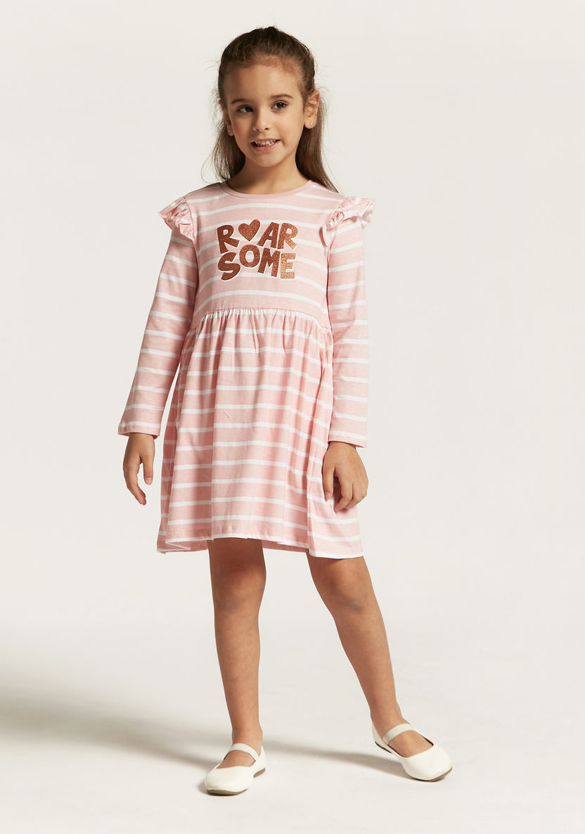 Juniors Printed A-line Dress with Long Sleeves - Set of 3-Dresses, Gowns & Frocks-image-4