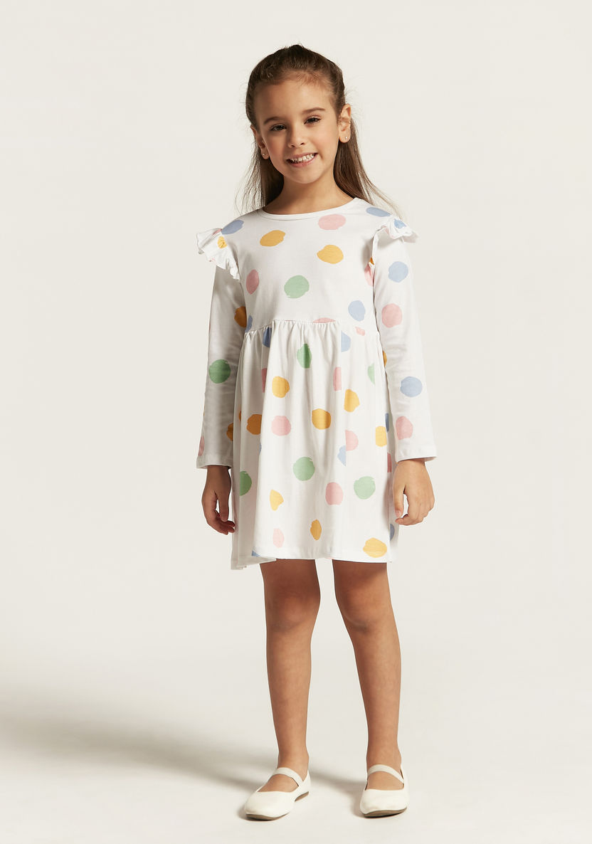 Juniors Printed A-line Dress with Long Sleeves - Set of 3-Dresses, Gowns & Frocks-image-6