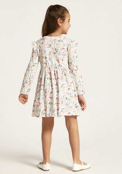 Juniors Printed A-line Dress with Long Sleeves and Ruffles - Set of 3-Dresses%2C Gowns and Frocks-image-6