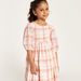 Juniors Checked Dress with 3/4 Sleeves and Button Closure-Dresses%2C Gowns and Frocks-thumbnail-2