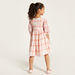 Juniors Checked Dress with 3/4 Sleeves and Button Closure-Dresses%2C Gowns and Frocks-thumbnail-3