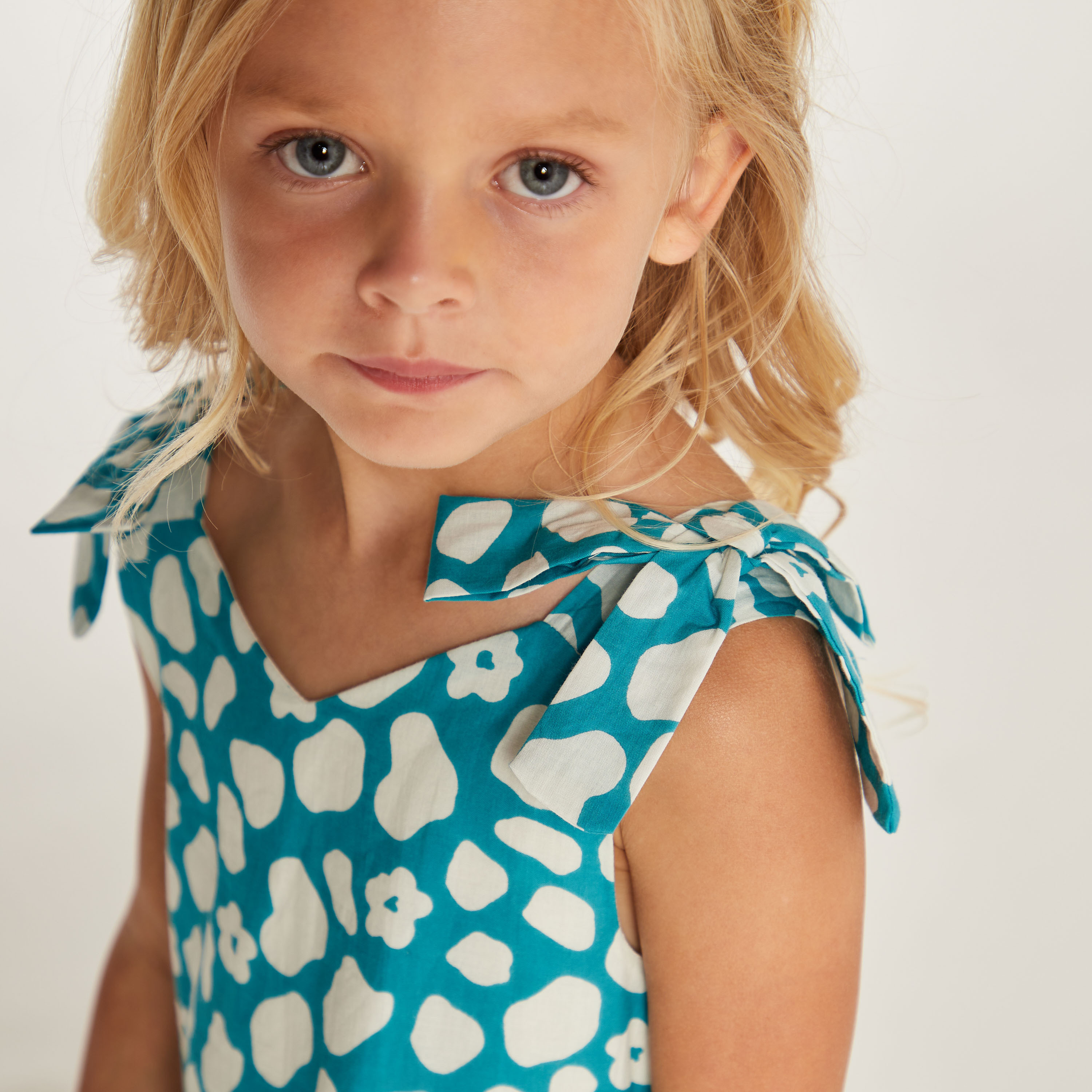 Juniors Printed Sleeveless Dress with V-neck and Tie-Up Detail-girls-clothing-dressesandjumpsuits-image-3