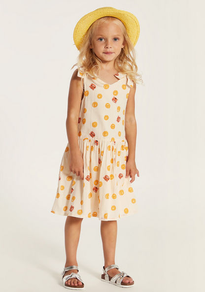 Juniors Tiger Print Sleeveless Dress with V-neck and Tie-Up Detail
